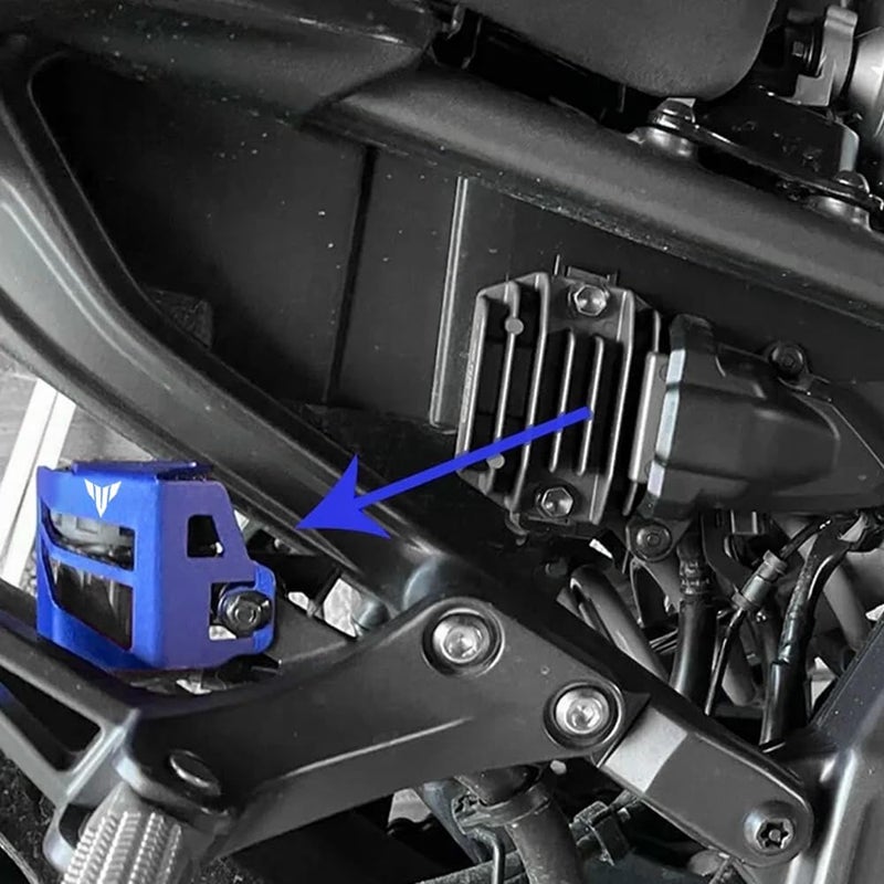 MOWOK Fit For Yamaha MT09 MT03 MT07 MT10 MT25 MT125 MT15 MT 09 03 07 10 25 125 15 FZ07 FZ09 Motorcycle Accessories Rear Brake Fluid Reservoir Guard Oil Cup Cap Cover Protector (Black) - Image 3
